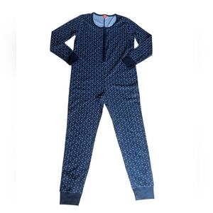 Woman's Joe Fresh Navy/White Textured Floral Onesie Pajamas Romper-Size Medium